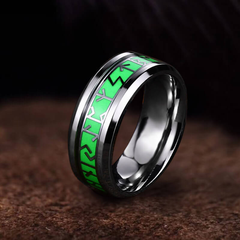 Luminous Runes Stainless Steel Ring03 | Gthic.com
