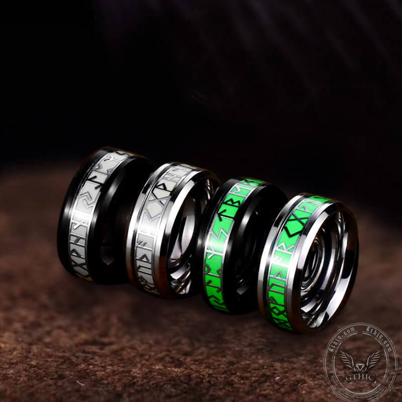 Luminous Runes Stainless Steel Ring01 | Gthic.com