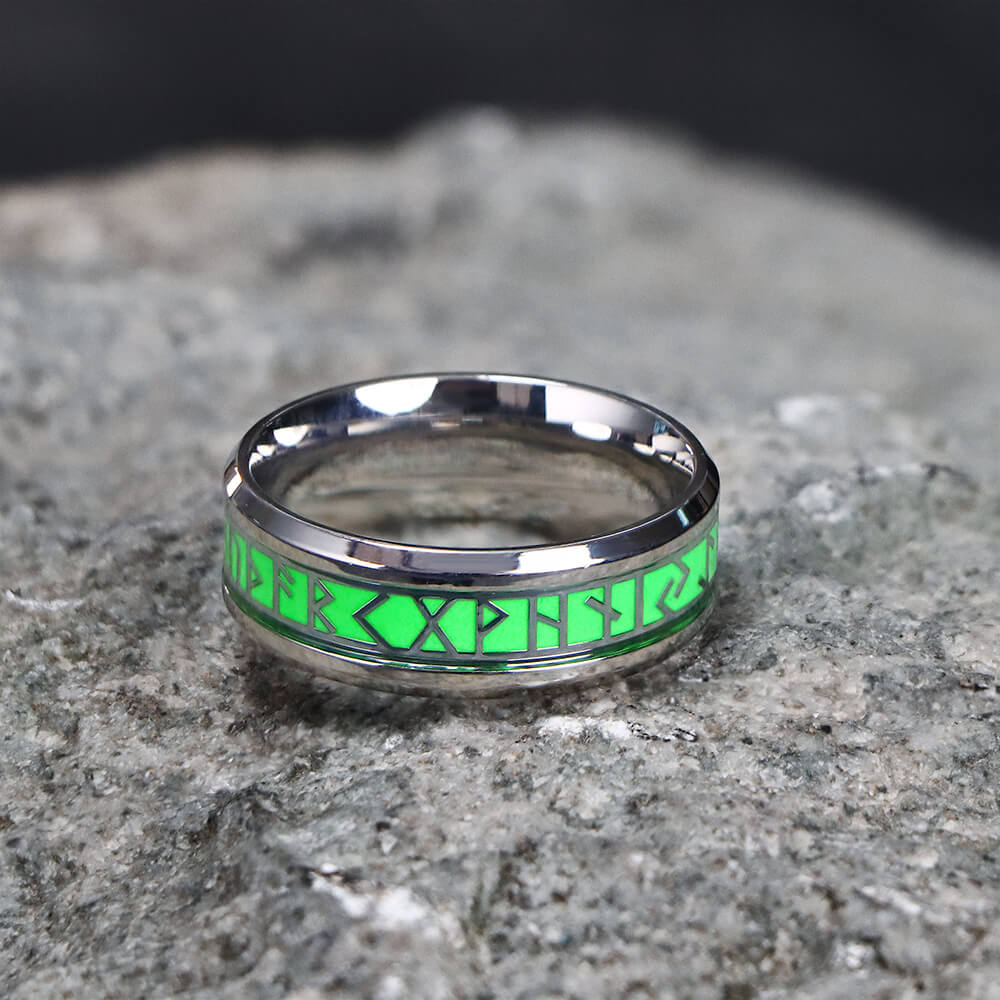 Luminous Runes Stainless Steel Ring07 | Gthic.com