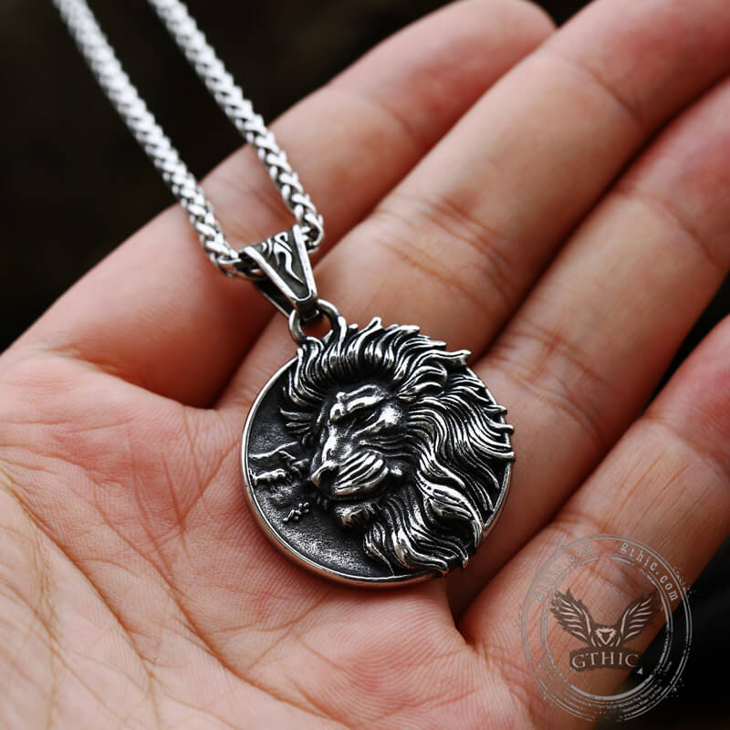 Majestic Lion Head Stainless Steel Pendant 02 | Gthic.com