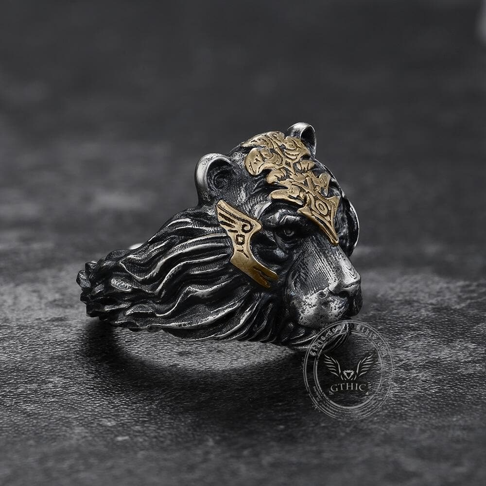 Majestic Tiger Head Sterling Silver Ring | Gthic.com