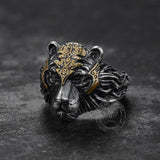Majestic Tiger Head Sterling Silver Ring