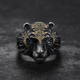 Majestic Tiger Head Sterling Silver Ring | Gthic.com