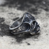 Mandala Flower Copper Sterling Silver Skull Ring 04 | Gthic.com