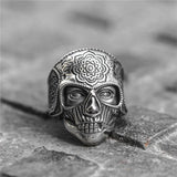 Mandala Flower Stainless Steel Skull Ring - GTHIC