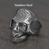 Mandala Flower Skull Ring | Gthic.com