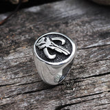 Mandalorian Symbol Stainless Steel Skull Ring 04 | Gthic.com
