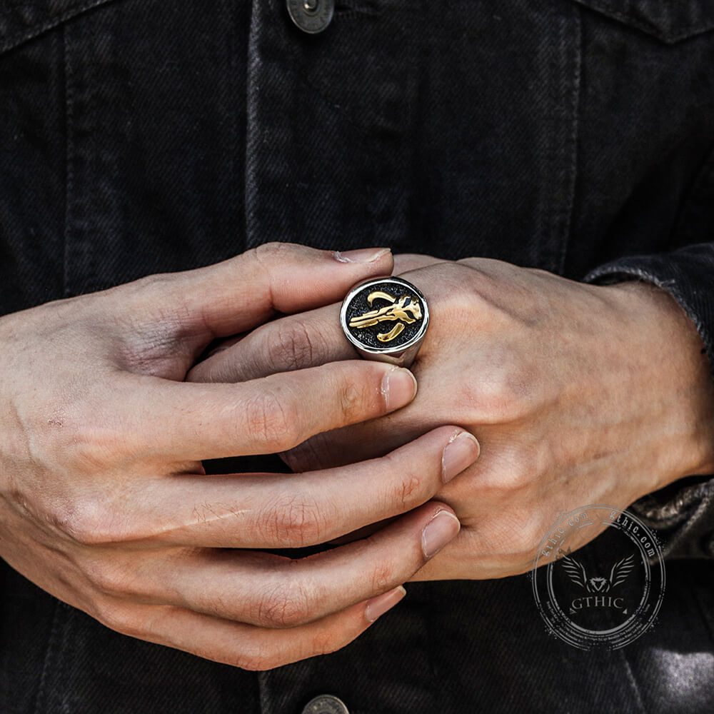 Mandalorianer-Symbol-Totenkopf-Ring aus Sterlingsilber