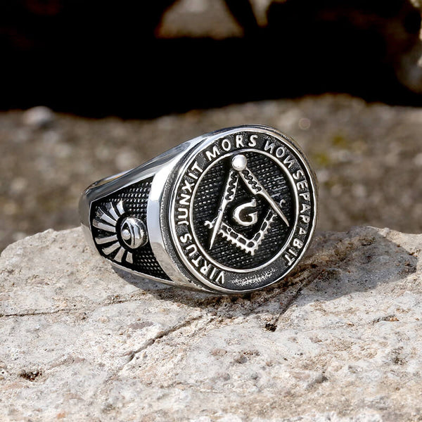 Masonic Free Mason Ring For Men Gold Stainless Steel Ag Freemason Ring  Freemasonry Jewelry Punk Men's Gift Size 8-13 - Rings - AliExpress