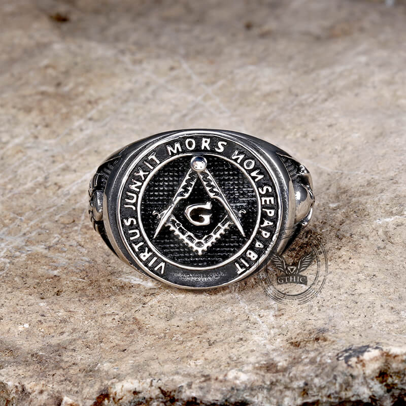 Mason Symbol Stainless Steel Skull Ring | Gthic.com