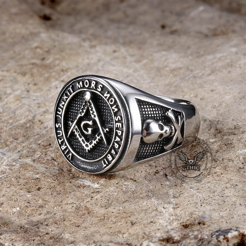 Mason Symbol Stainless Steel Skull Ring | Gthic.com