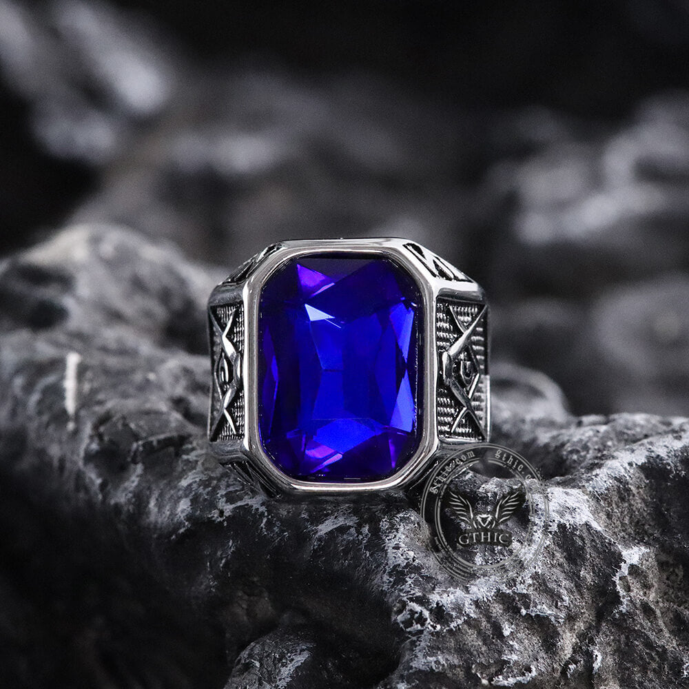 Masonic Gemstone Stainless Steel Ring