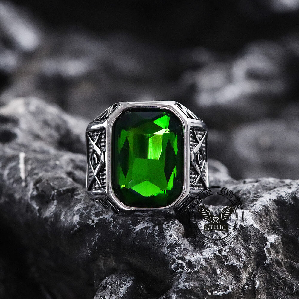 Masonic Gemstone Stainless Steel Ring