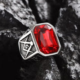 Masonic Gemstone Stainless Steel Ring | Gthic.com
