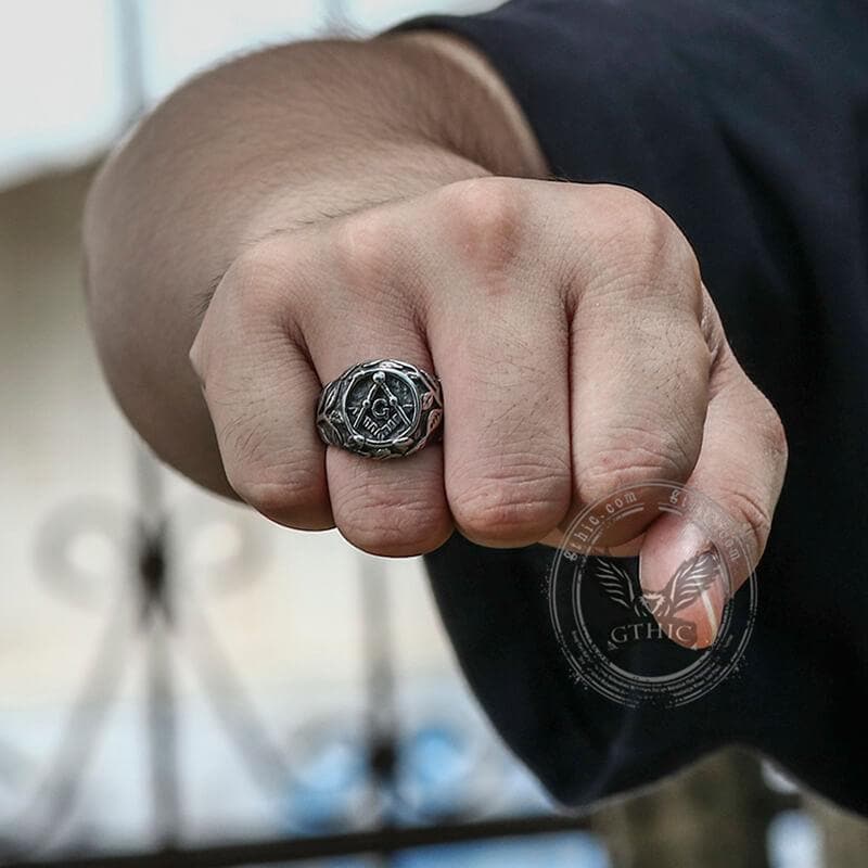 Masonic Symbol Stainless Steel Ring