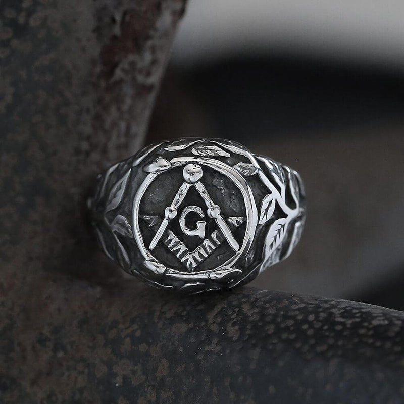 Masonic Symbol Stainless Steel Ring 01 | Gthic.com