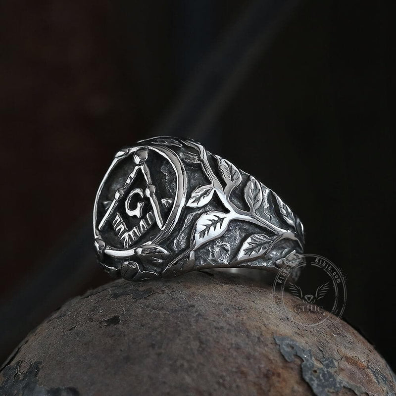 Masonic Symbol Stainless Steel Ring 02 | Gthic.com