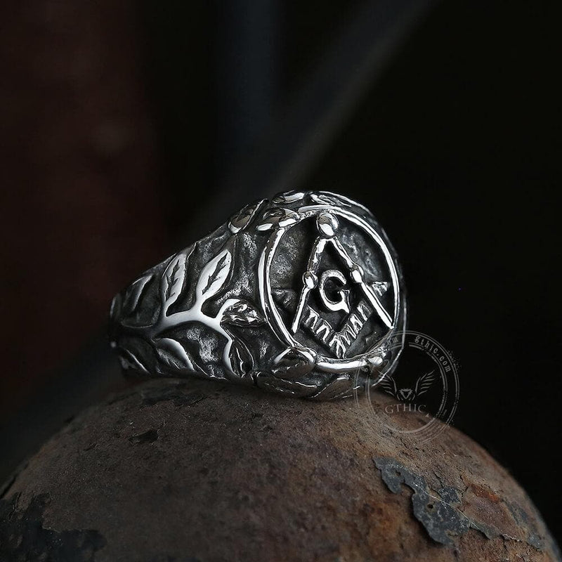Masonic Symbol Stainless Steel Ring 03 | Gthic.com