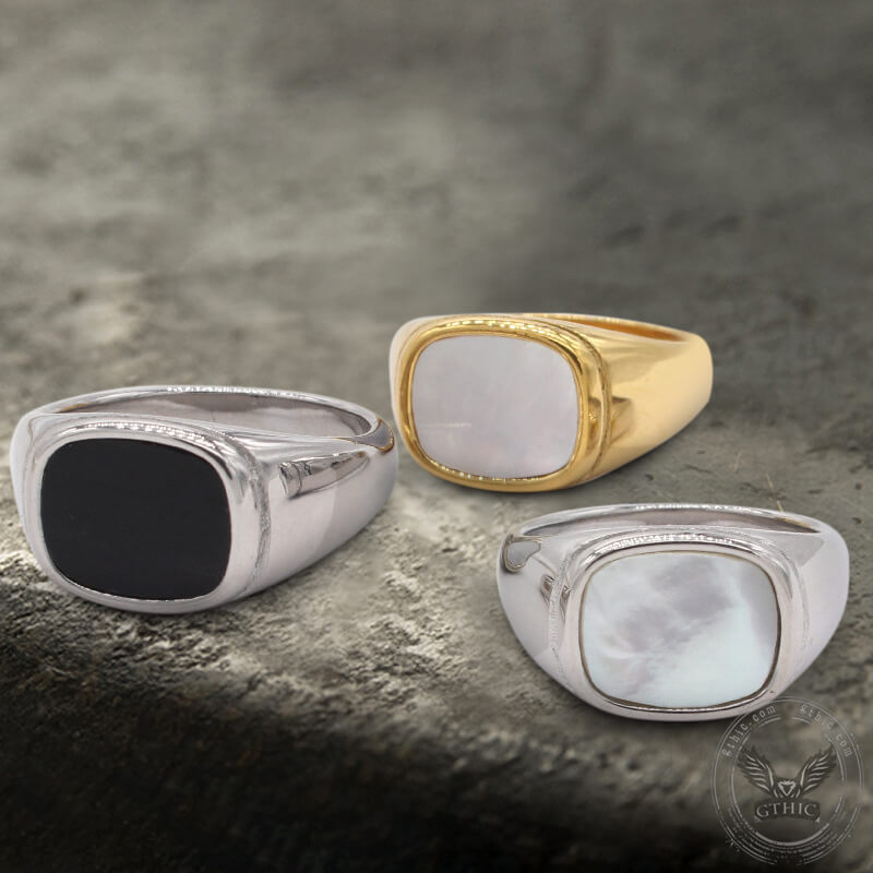Square Shell Stainless Steel Minimalism Ring | Gthic.com