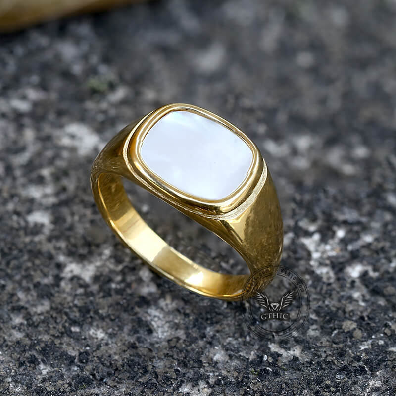 Square Shell Stainless Steel Minimalism Ring | Gthic.com