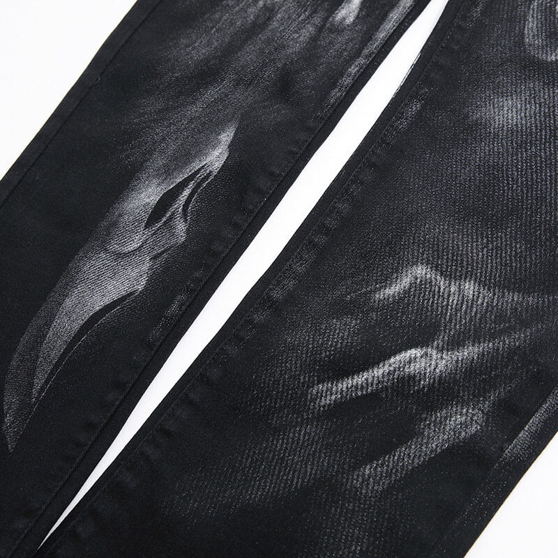 Men's Skull Print Pattern Cotton Skinny Pants | Gthic.com