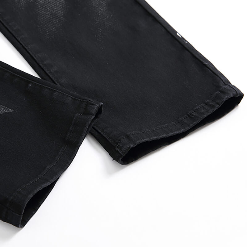 Men's Skull Print Pattern Cotton Skinny Pants | Gthic.com