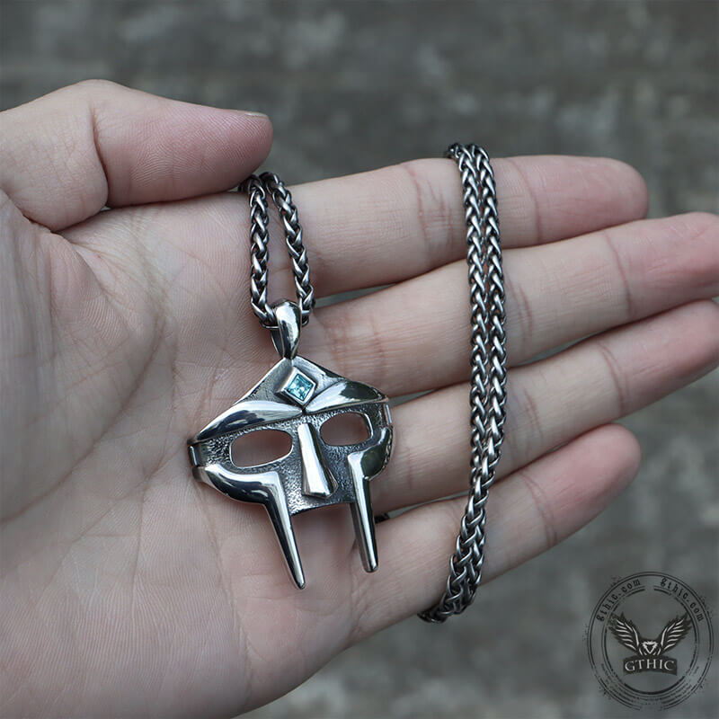 MF Doom Mask Gem-set Stainless Steel Pendant