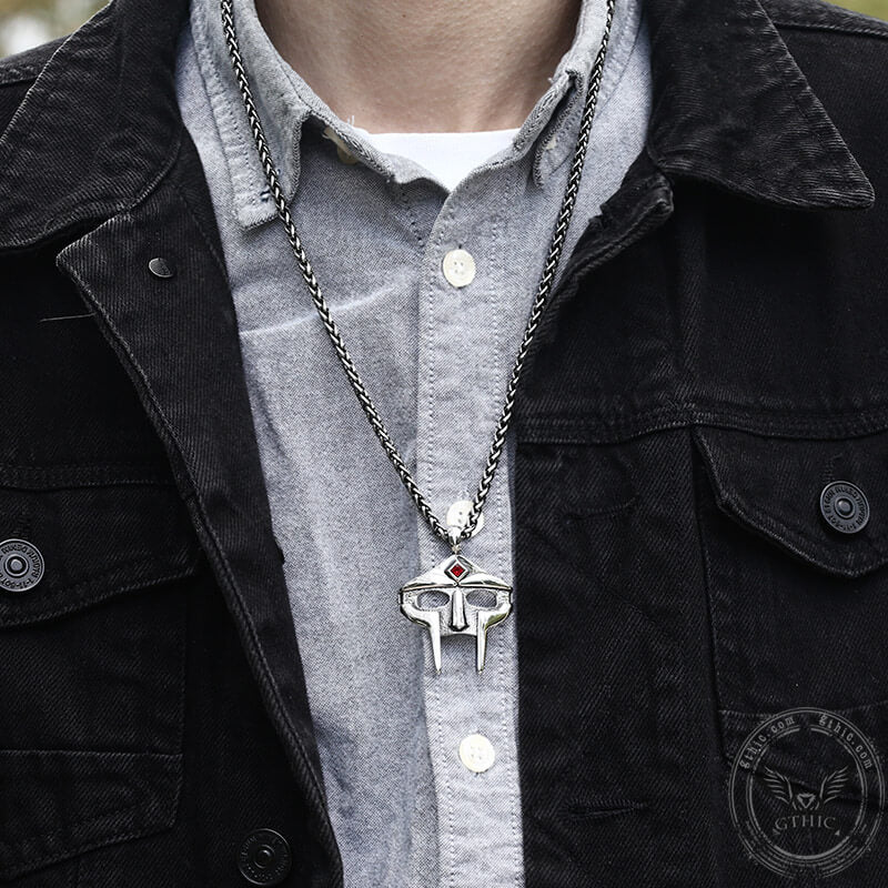 MF Doom Mask Gem-set Stainless Steel Pendant