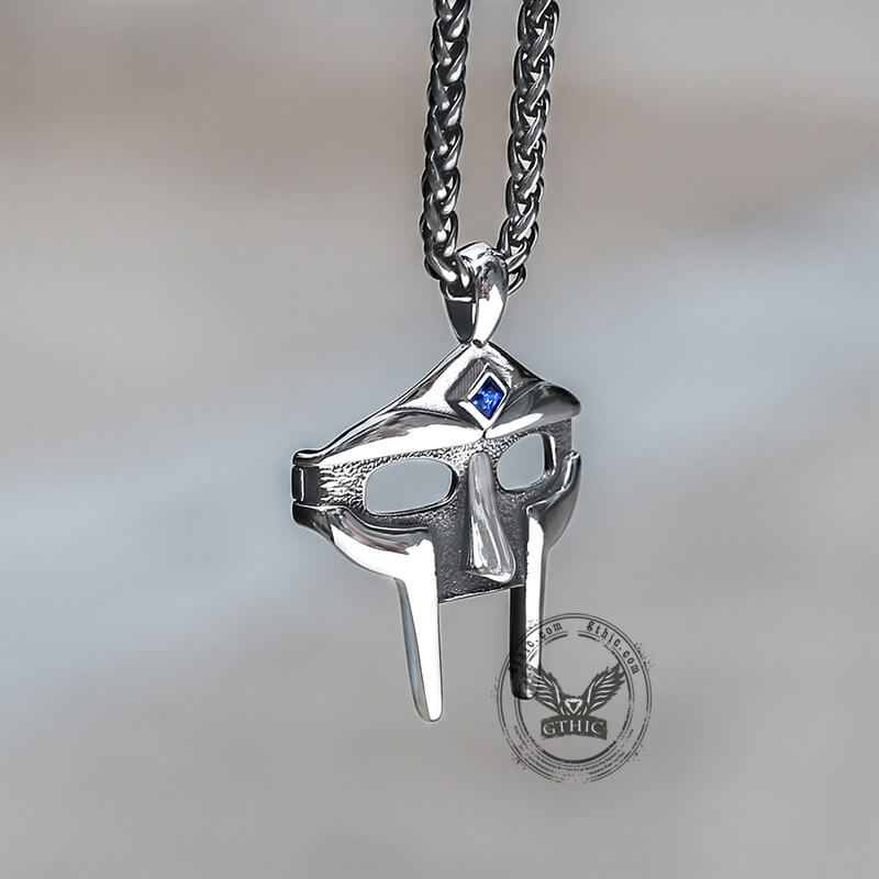 MF Doom Mask Gem-set Stainless Steel Pendant