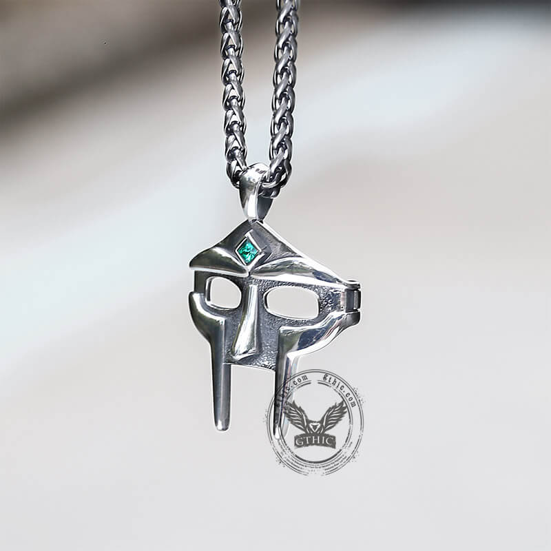 MF Doom Mask Gem-set Stainless Steel Pendant