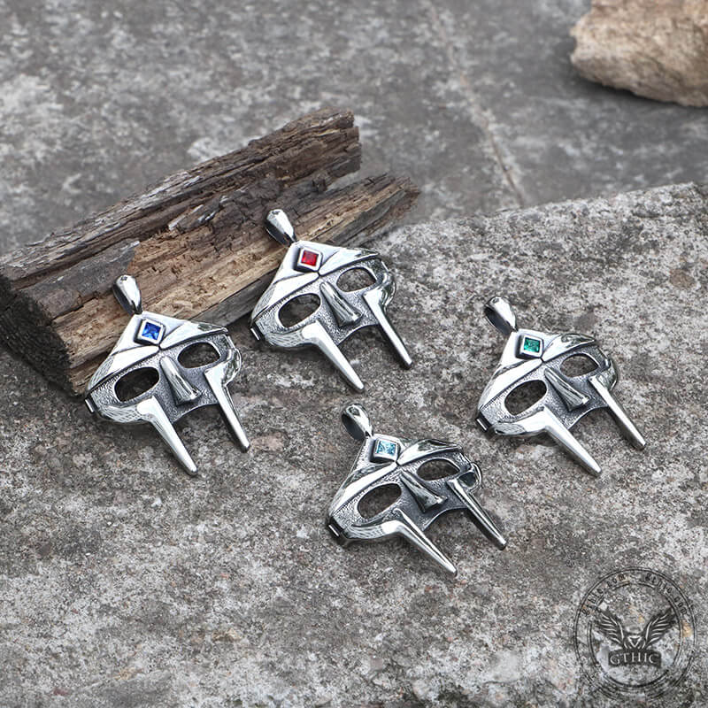 MF Doom Mask Gem-set Stainless Steel Pendant