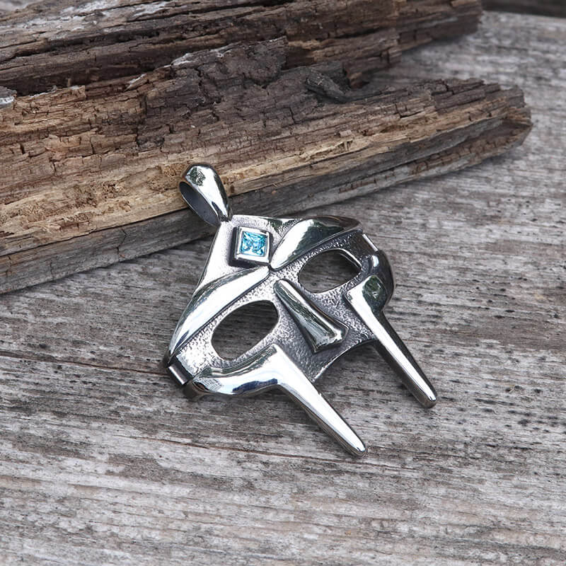 MF Doom Mask Gem-set Stainless Steel Pendant | Gthic.com