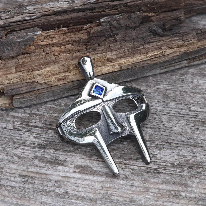 MF Doom Mask Gem-set Stainless Steel Pendant | Gthic.com