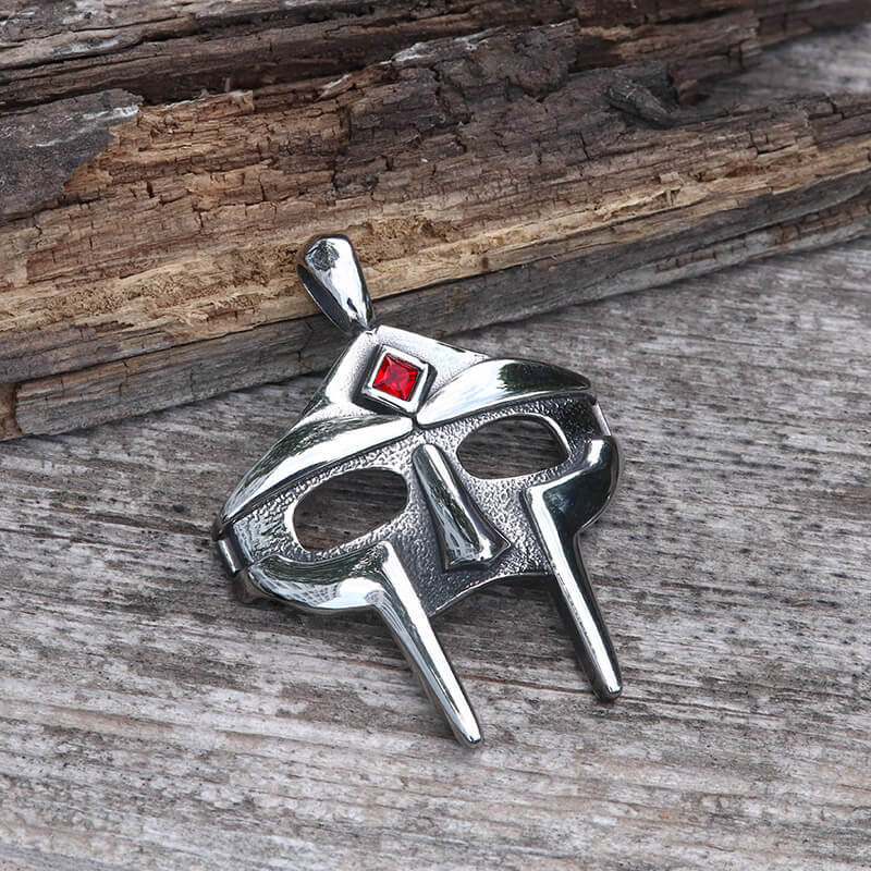 MF Doom Mask Gem-set Stainless Steel Pendant | Gthic.com