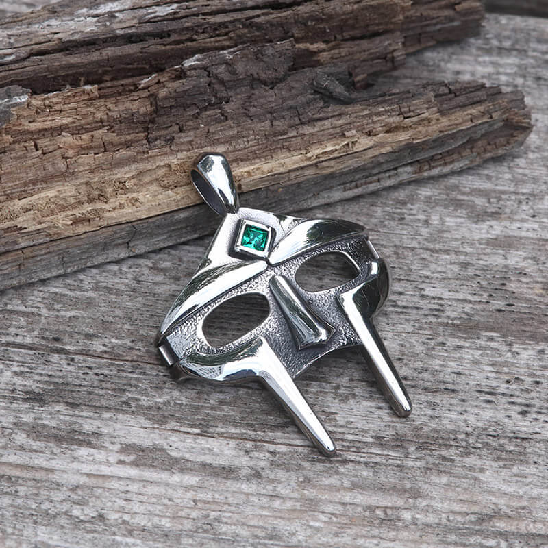 MF Doom Mask Gem-set Stainless Steel Pendant | Gthic.com