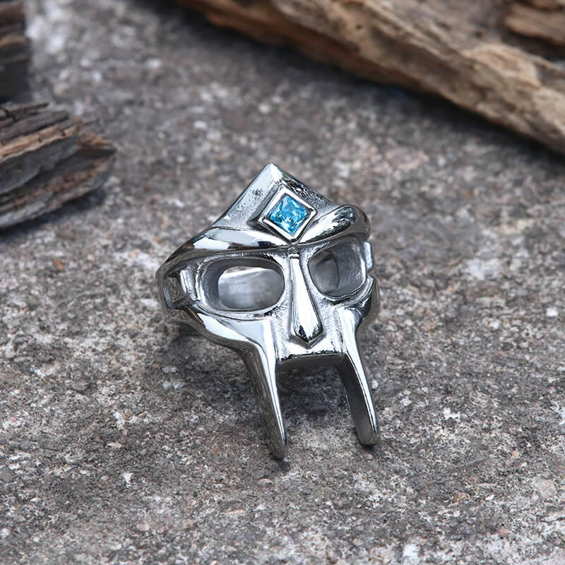 MF Doom Mask Gem-set Stainless Steel Ring | Gthic.com