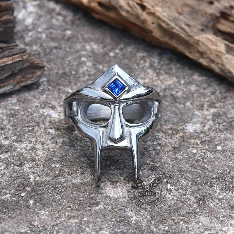MF Doom Mask Gem-set Stainless Steel Ring | Gthic.com