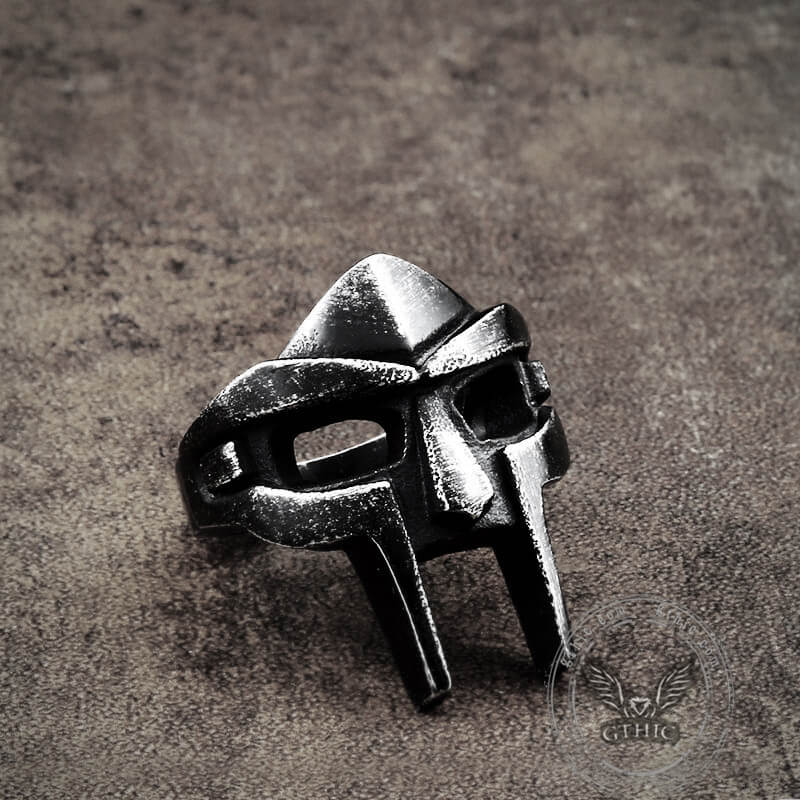 MF DOOM Mask Stainless Steel Ring 08 black | Gthic.com