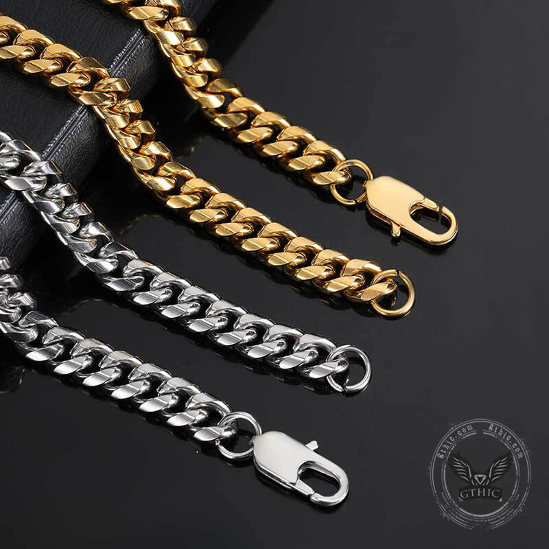 8mm Plain Cuban Link Necklace Chain 55cm