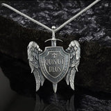 Michael Sword & Shield Archangel Wings Pure Tin Necklace01 | Gthic.com