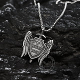 Michael Sword & Shield Archangel Wings Pure Tin Necklace04 | Gthic.com