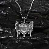 Michael Sword & Shield Archangel Wings Pure Tin Necklace
