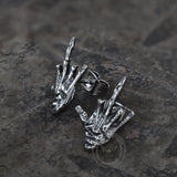 Middle Finger Ghost Hand Stainless Steel Ear Stud