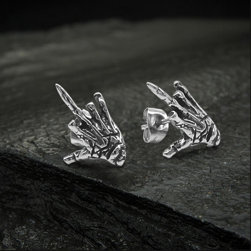Middle Finger Ghost Hand Stainless Steel Ear Stud – GTHIC