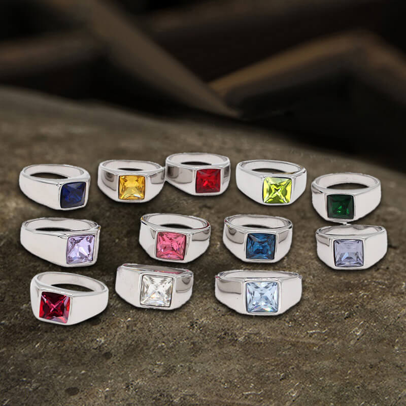 Minimalist Birthstone Stainless Steel Ring | Gthic.com