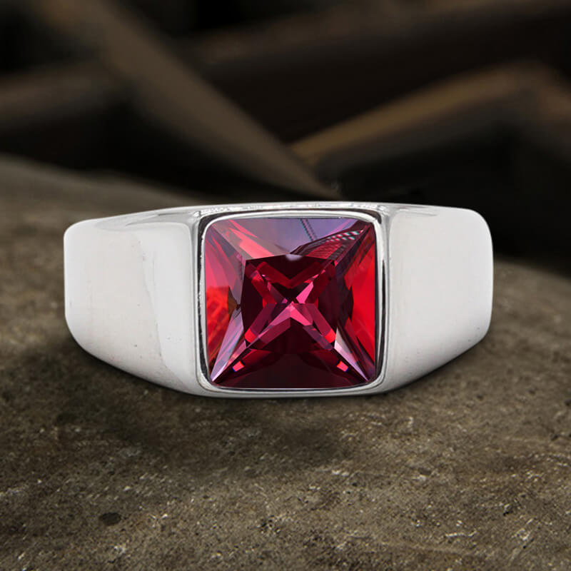 Minimalist Birthstone Stainless Steel Ring | Gthic.com