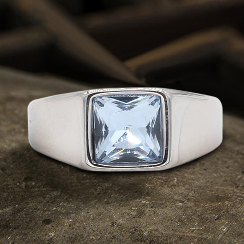 Minimalist Birthstone Stainless Steel Ring | Gthic.com