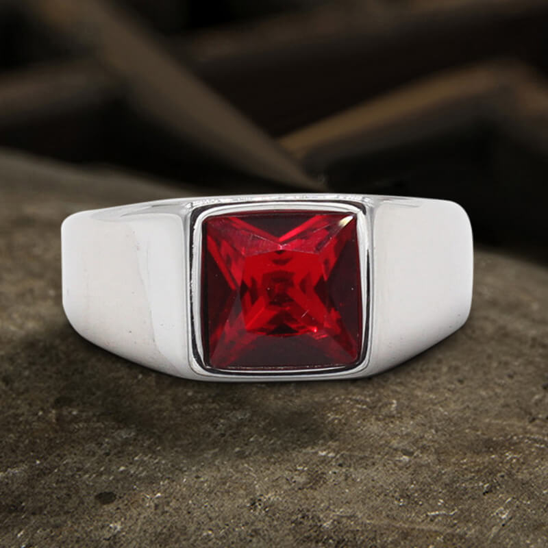 Minimalist Birthstone Stainless Steel Ring | Gthic.com