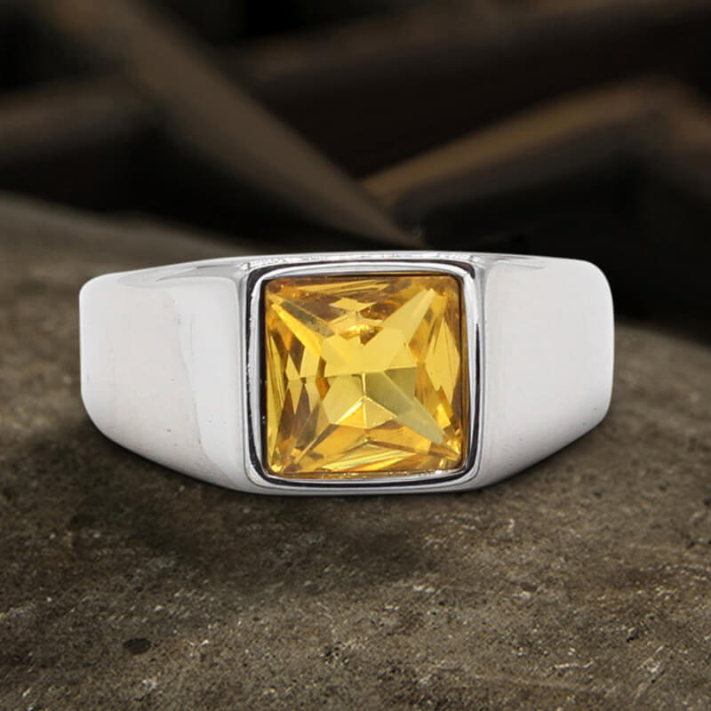 Minimalist Birthstone Stainless Steel Ring | Gthic.com