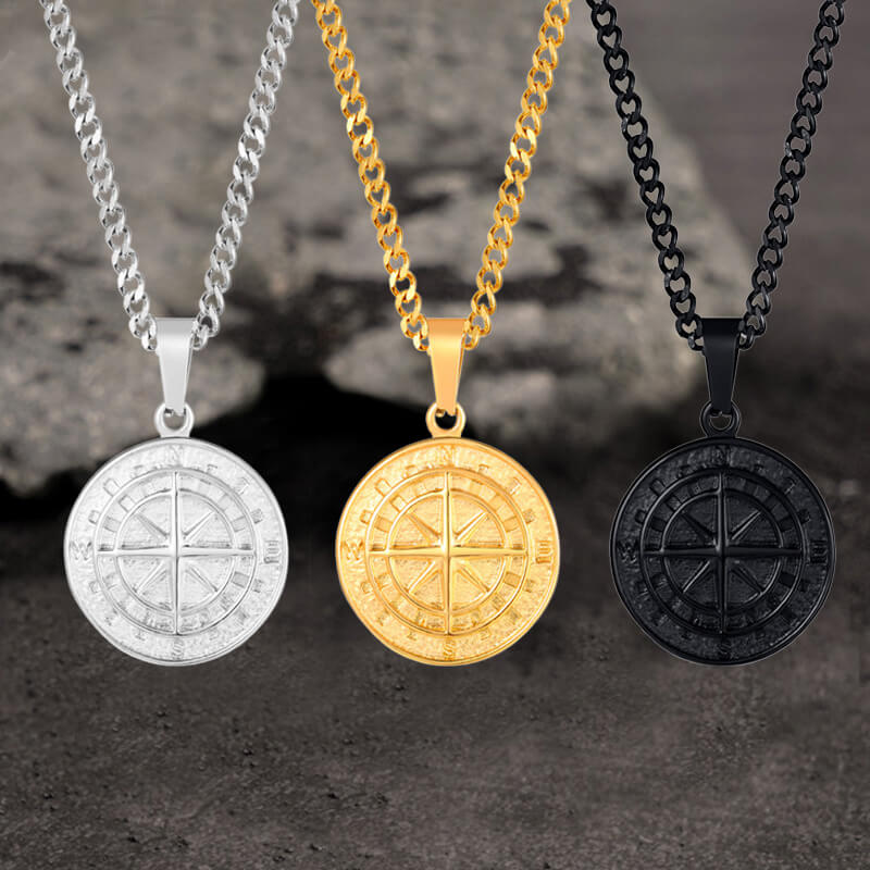 Minimalist Compass Stainless Steel Pendant | Gthic.com